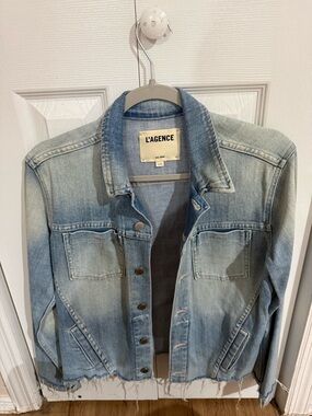 L'AGENCE Faded Light Blue Denim Jacket